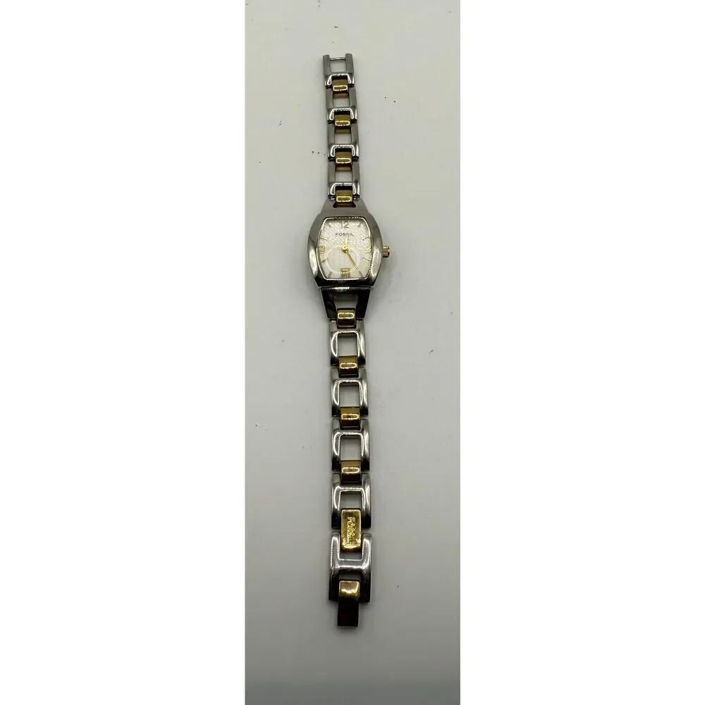 Fossil F2 Silver Tone Oval FaceCase Link Bracelet Band Watch Stainless Steel